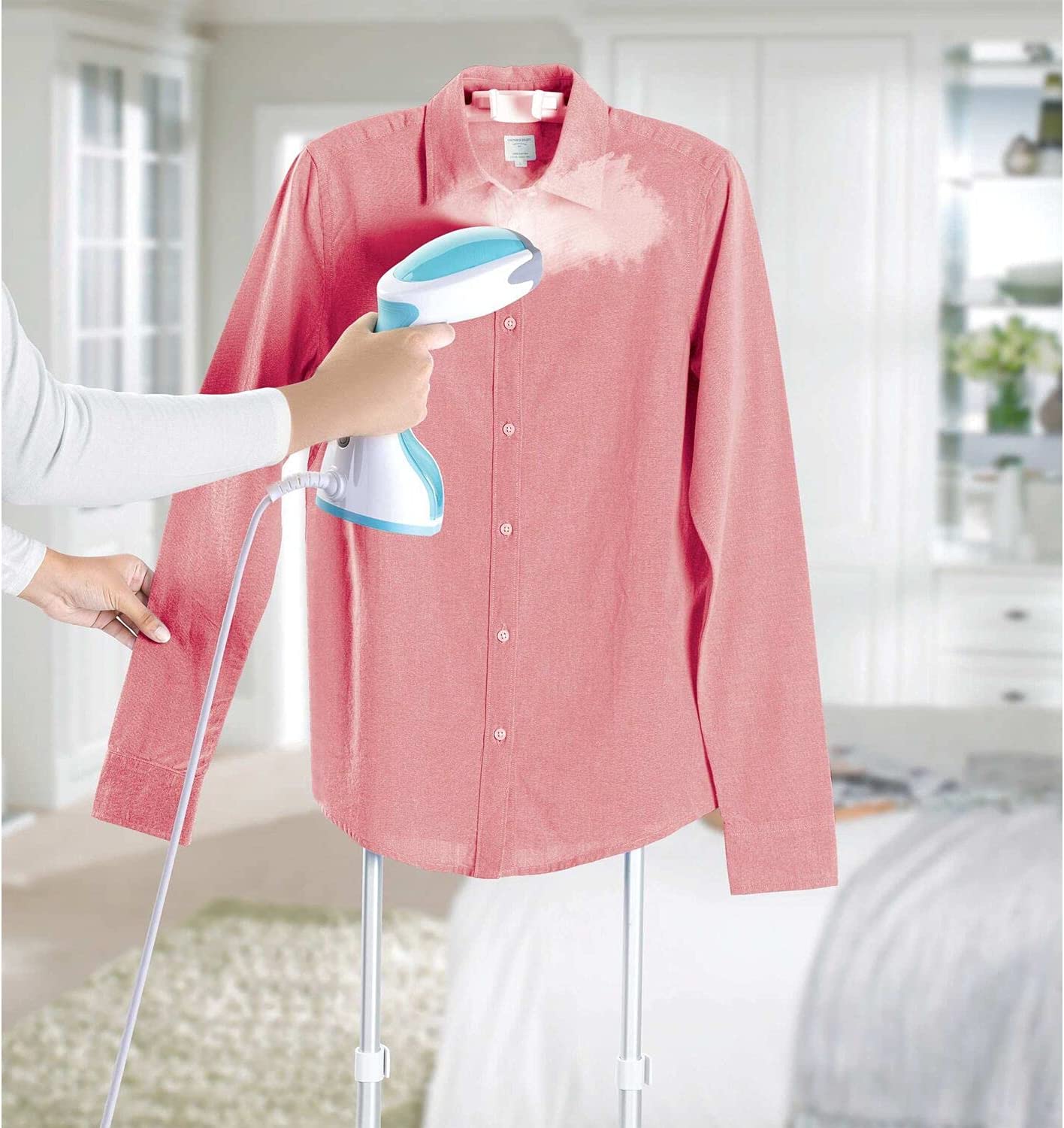 BLACK+DECKER 1200W 260ml Handheld Garment Steamer With 20gm/min Steam, Anti Calc System, Fabric Lint Remover and Universal Bottle Adaptor For Wrinkle Free&Santized Garment HST1200 2 Years Warranty