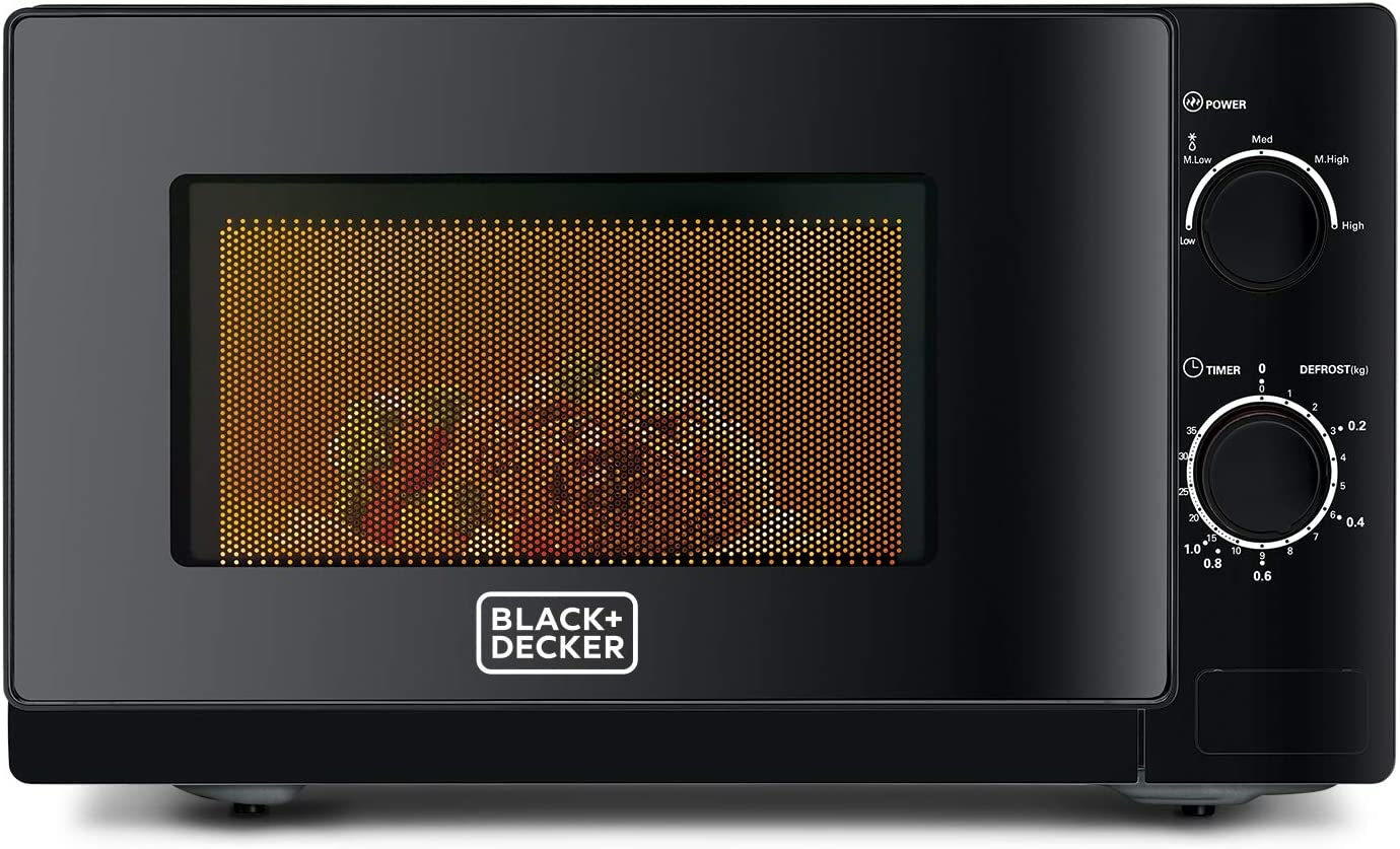 BLACK+DECKER 20L 700W Microwave Black, Multiple Timer Options, 5 Power Levels With Weight/Time, Defrost Function, Cooking End Signal For Cooking/Heating/Defrost Function MZ2020P 2 Years Warranty