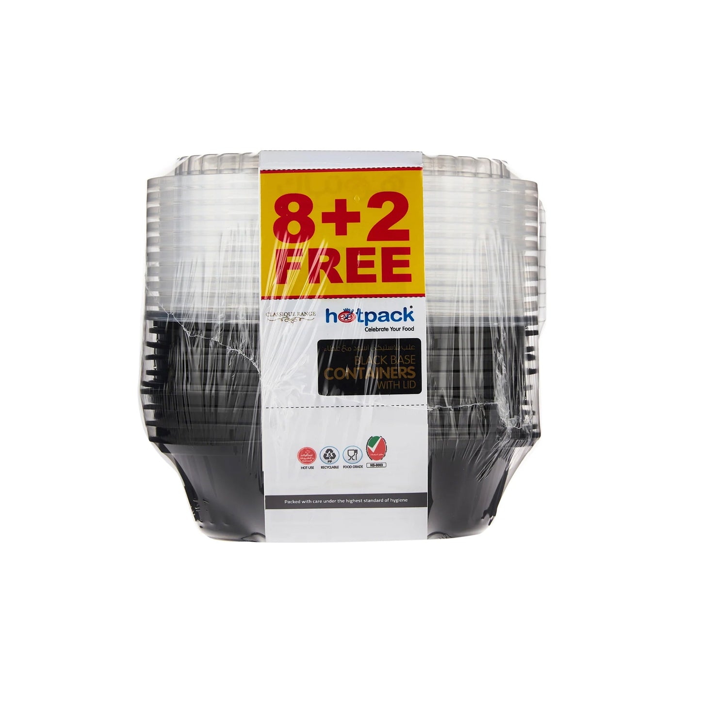 HOTPACK BLACK BASE CONTAINER 8+2