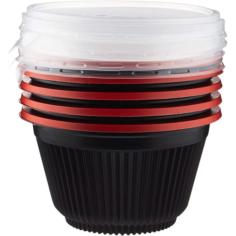 HOTPACK RED/BLACK CONTAINER 5PCS