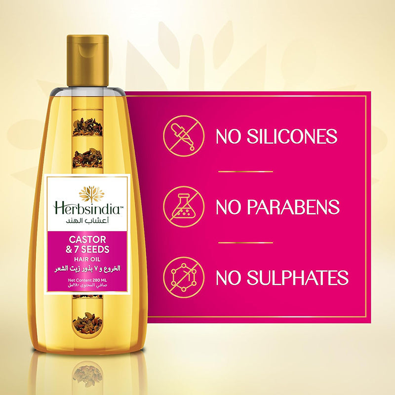 HERBSINDIA CASTOR & 7 SEED HAIR OIL 180ML