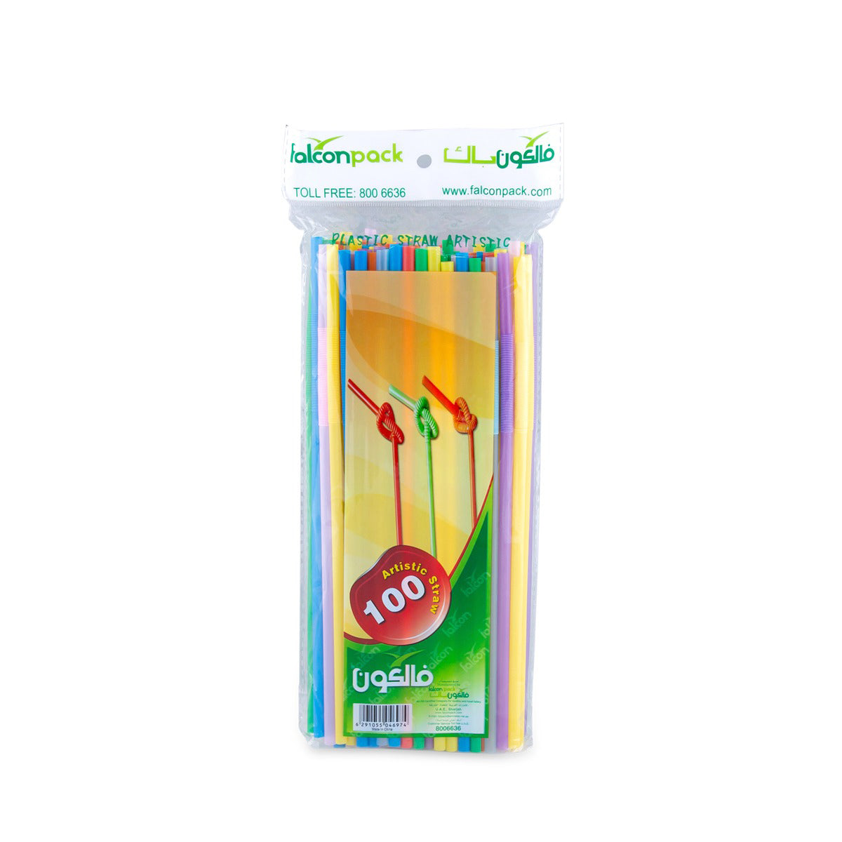 FALCON PLASTIC STRW ARTISTIC MIX COLOR-100 PC