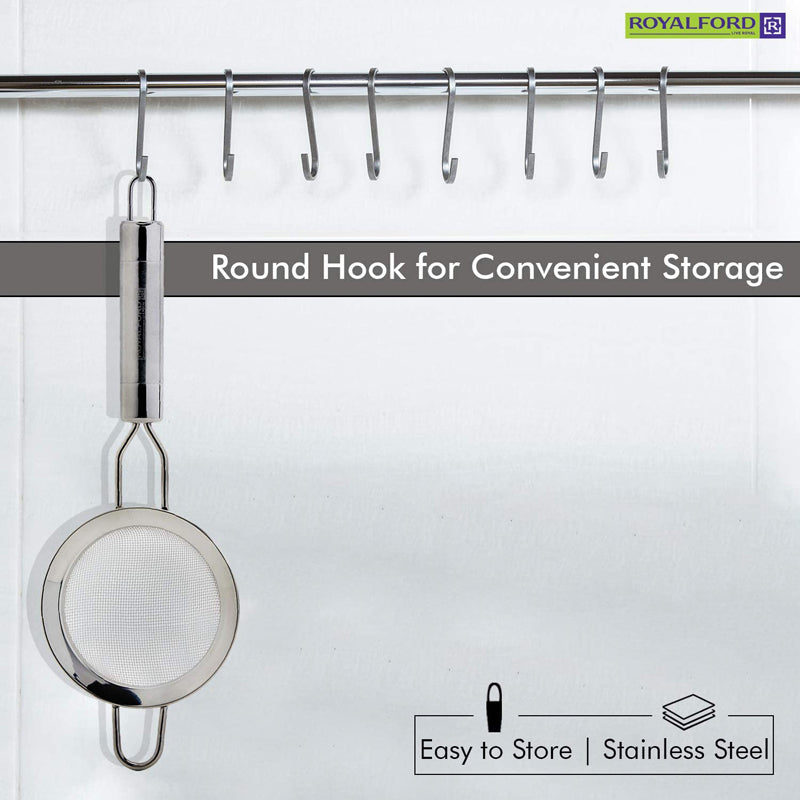 Royalford Stainless Steel Tea Strainer, 6.5 CM - Premium Fine Mesh Tea Strainer- Sieve Solution with Non-Slip Handle- Ideal Size for Straining Teas and Cocktails or Sifting Flour Sugar Spices & Herbs