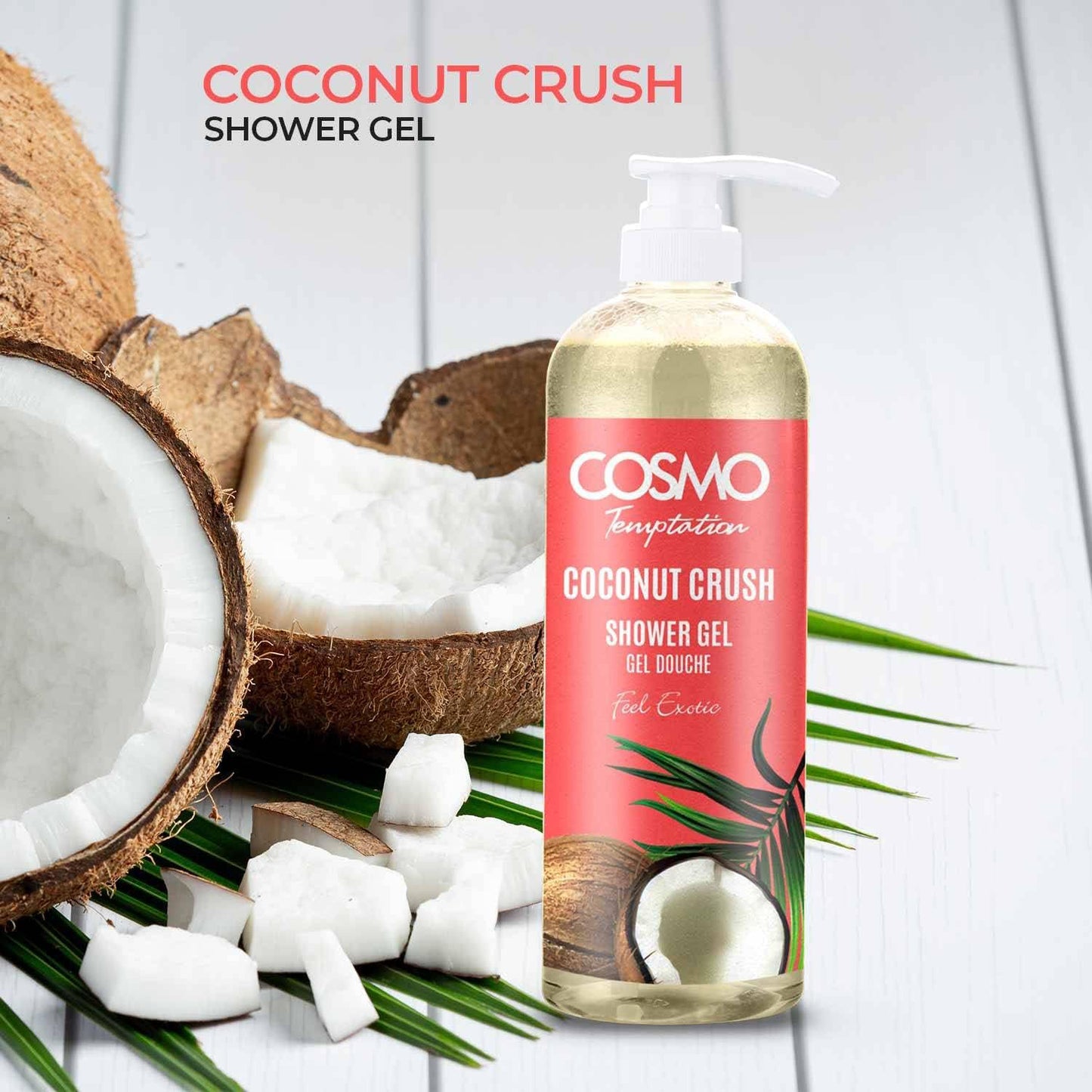 Cosmo Temptation Coconut Crush Shower Gel 1000ml, with the Tropical Scent of Coconut, Helps to Cleanse the Skin, Nourish the Skin, Shower Gel for Daily Use, For Men and Women