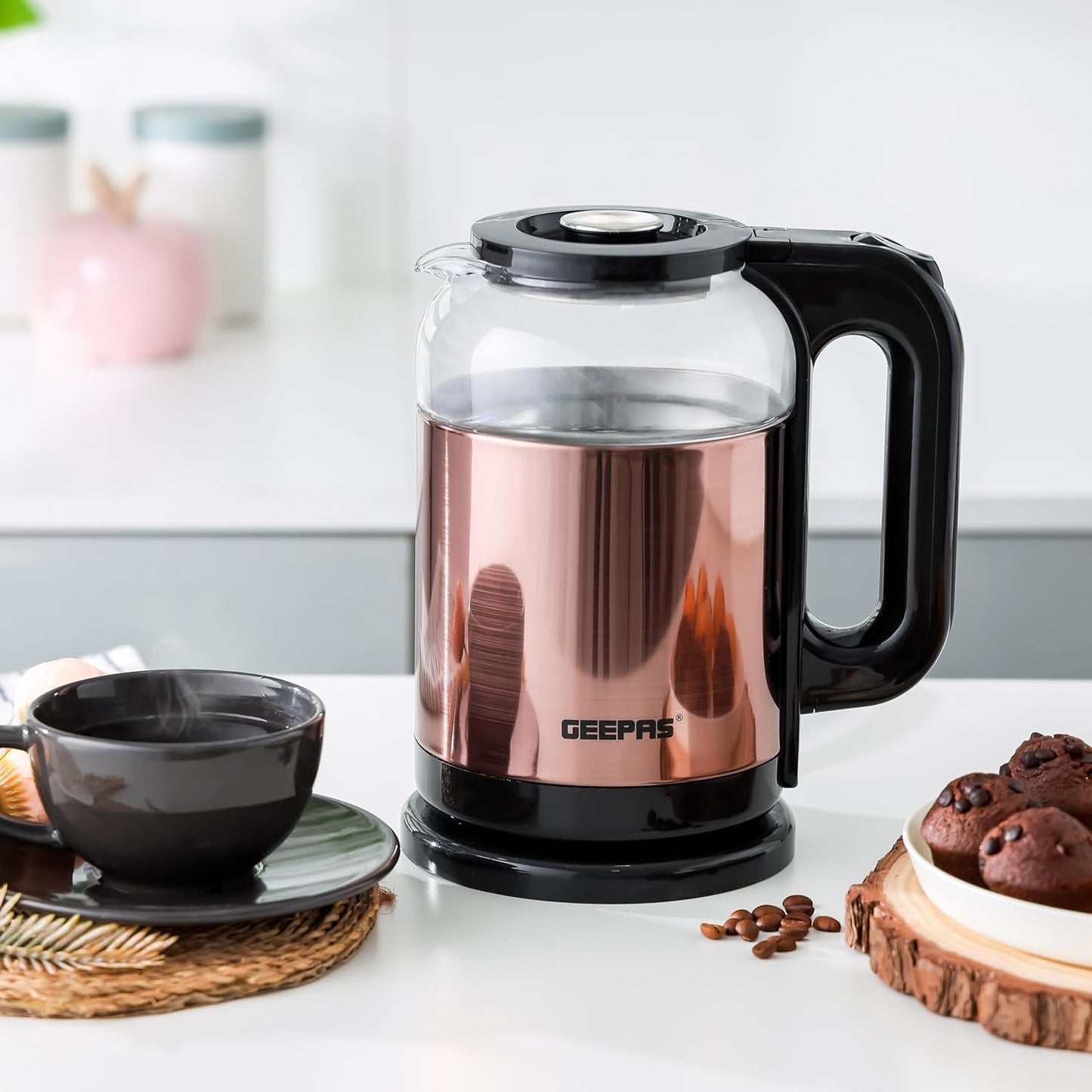 GEEPAS DOUBLE LAYER GLASS KETTLE