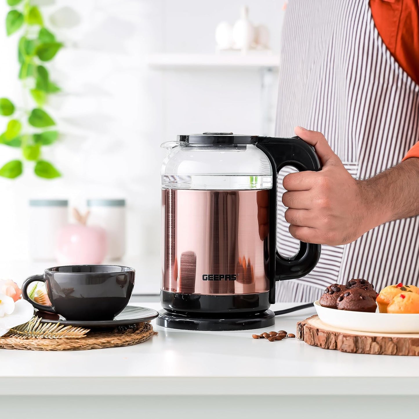 GEEPAS DOUBLE LAYER GLASS KETTLE
