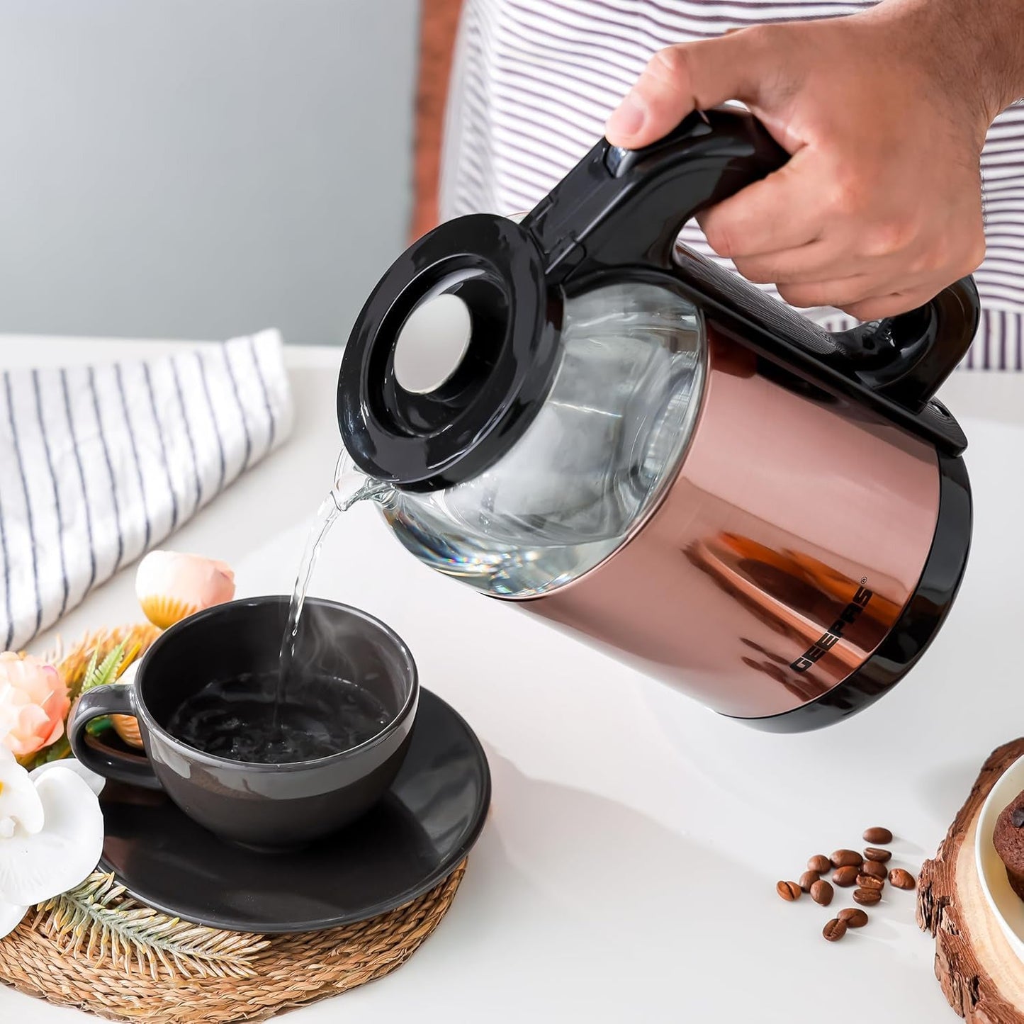GEEPAS DOUBLE LAYER GLASS KETTLE
