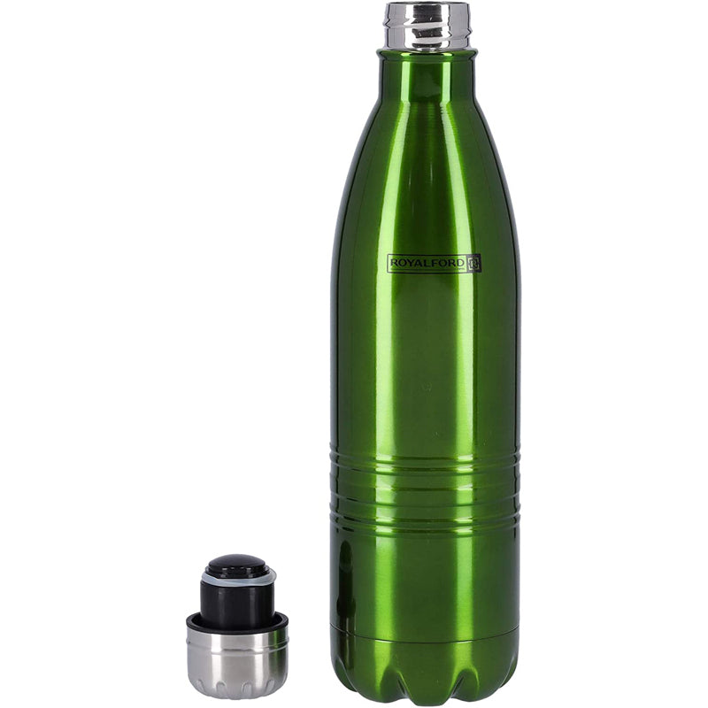 Royalford Rf5769Gr 500Ml Vacuum Bottle - Double Wall Stainless Steel Flask & Water Bottle - Hot & Cold Leak-Resistant Sports Drink Bottle