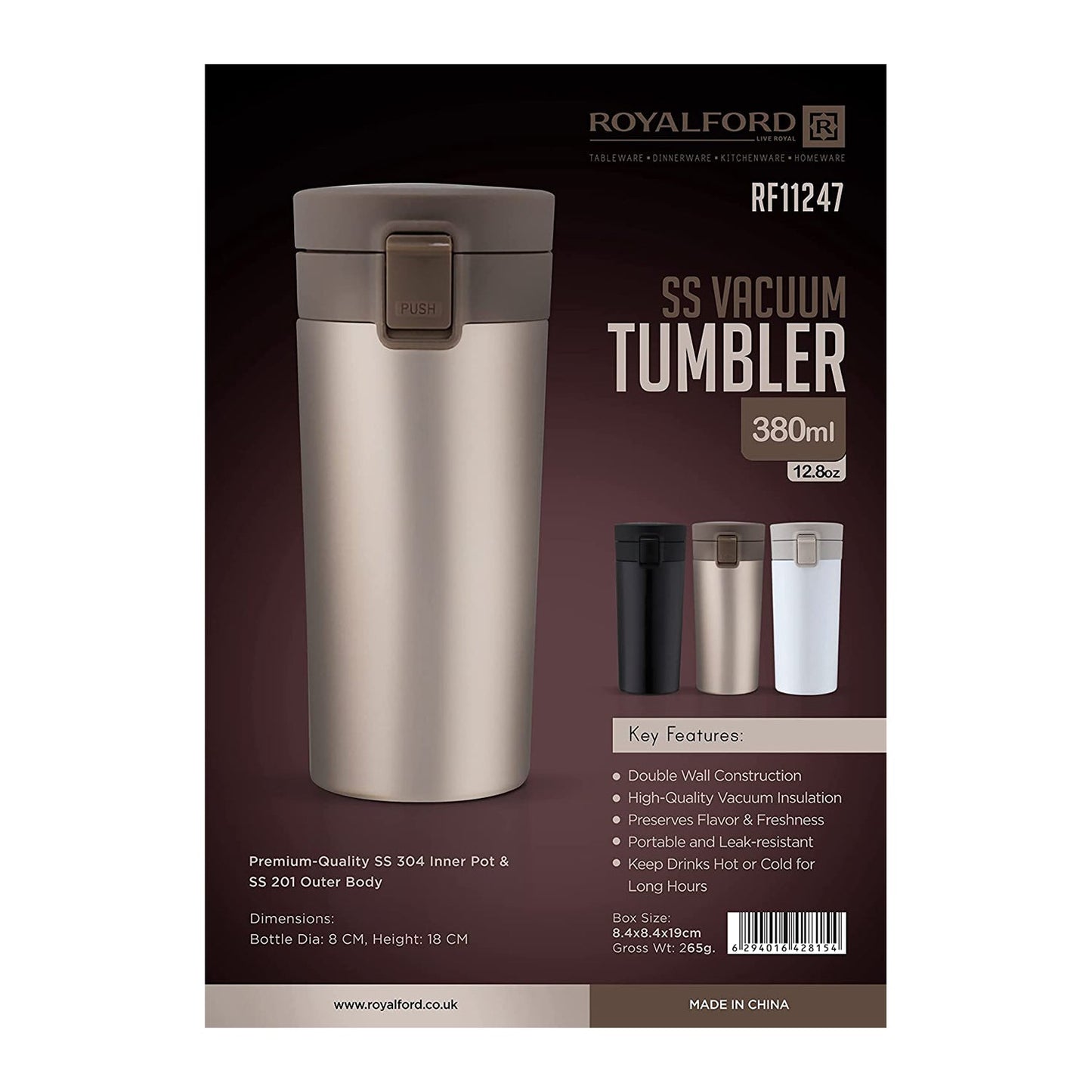SS VACUUM TUMBLER 380ML
