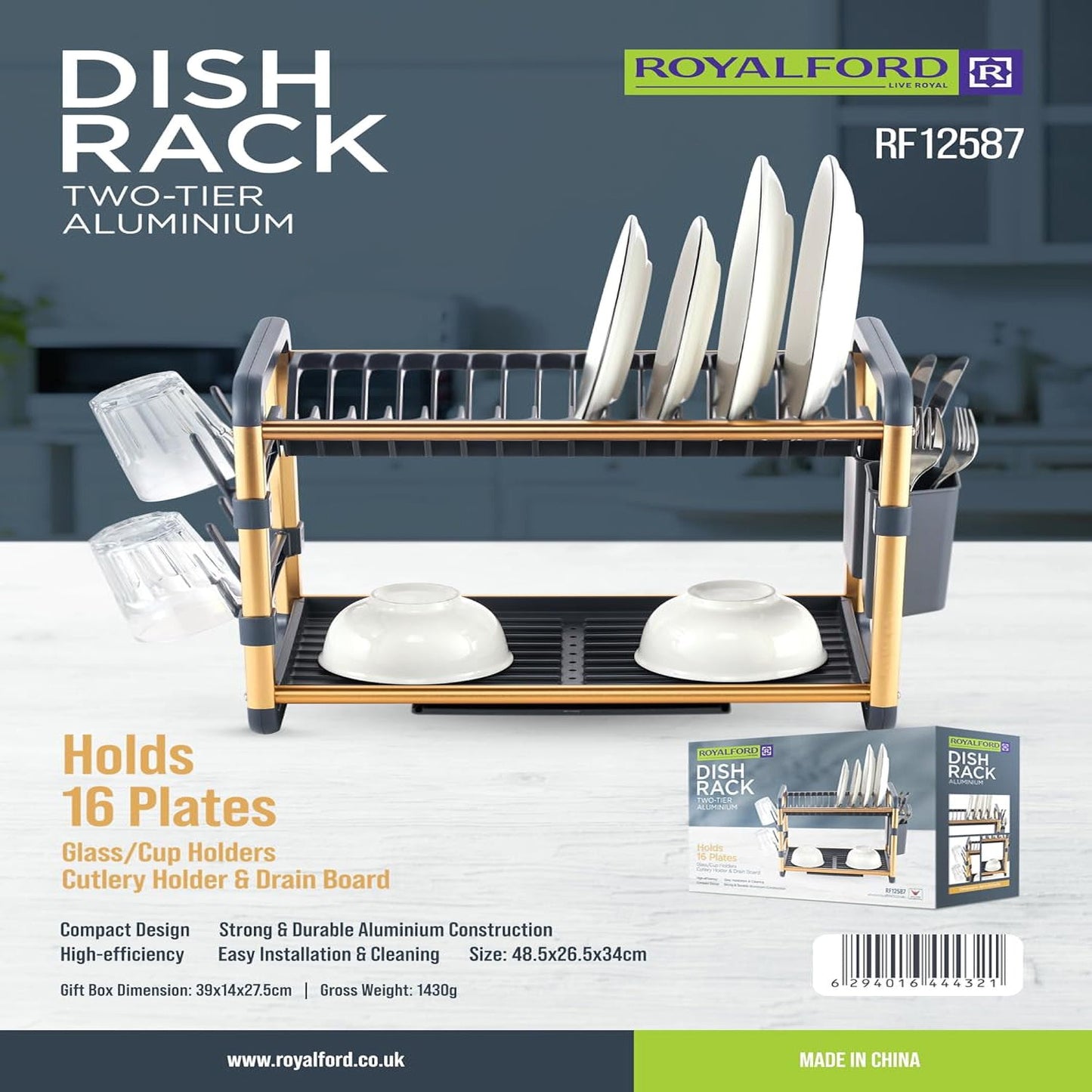 ROYALFORD ALUMI DISH RACK 2LAYER