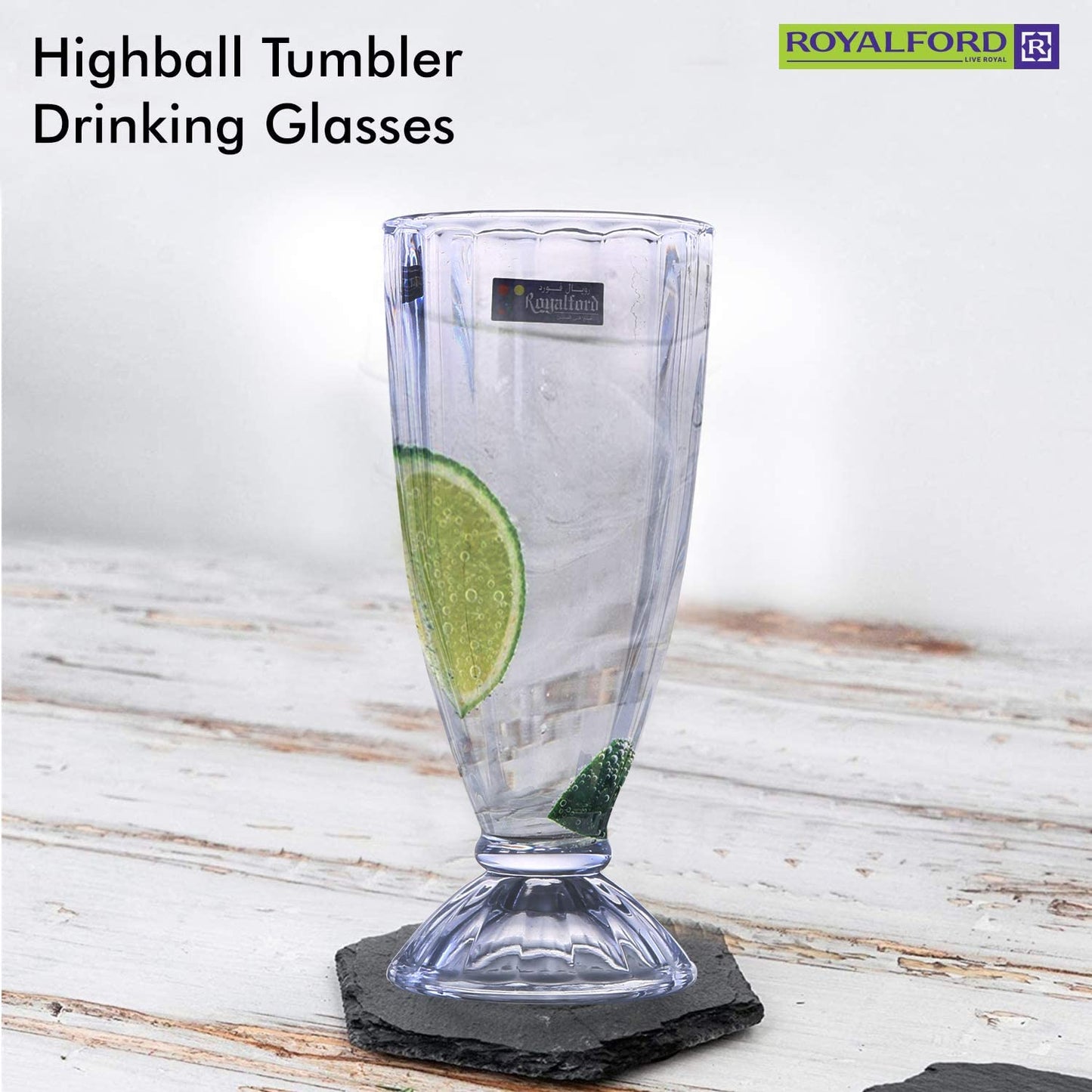 Royalford 6 piece Cocktail Tumbler Set 14oz, Multi-Colour, RF6782