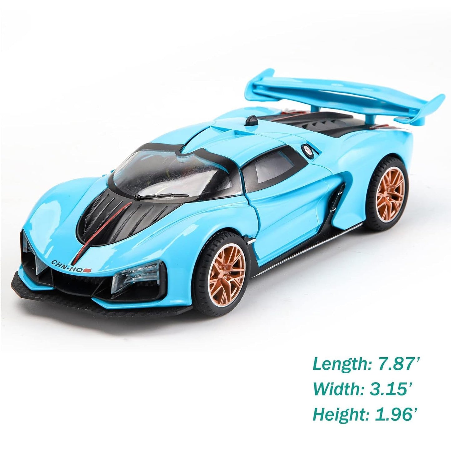 Sport Car Model with Fog Stream Cool Lights Sounds and One Key Open Door Collectible Toys Vehicle for Adults and Kids Gifts for Boys and Girls (Blue)