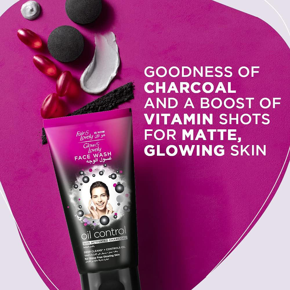 Glow & Lovely Formerly Fair & Lovely Face Wash With Activated Charcoal Oil Control To Deep Clean + Control Oil 150ml