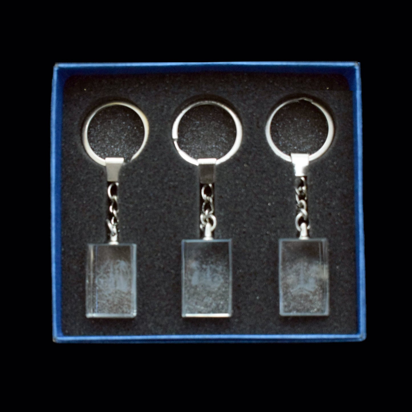 3d Laser Engraving Blank Glass 3pcs keychain