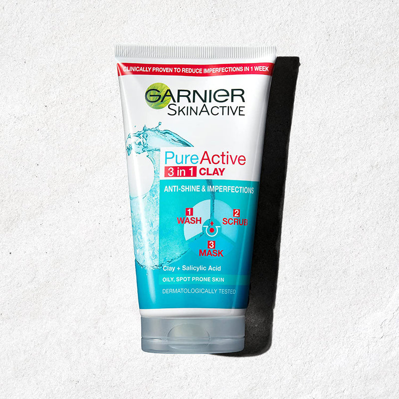 Garnier SkinActive Pure Active 3-In-1 Wash, Scrub And Mask 150Ml