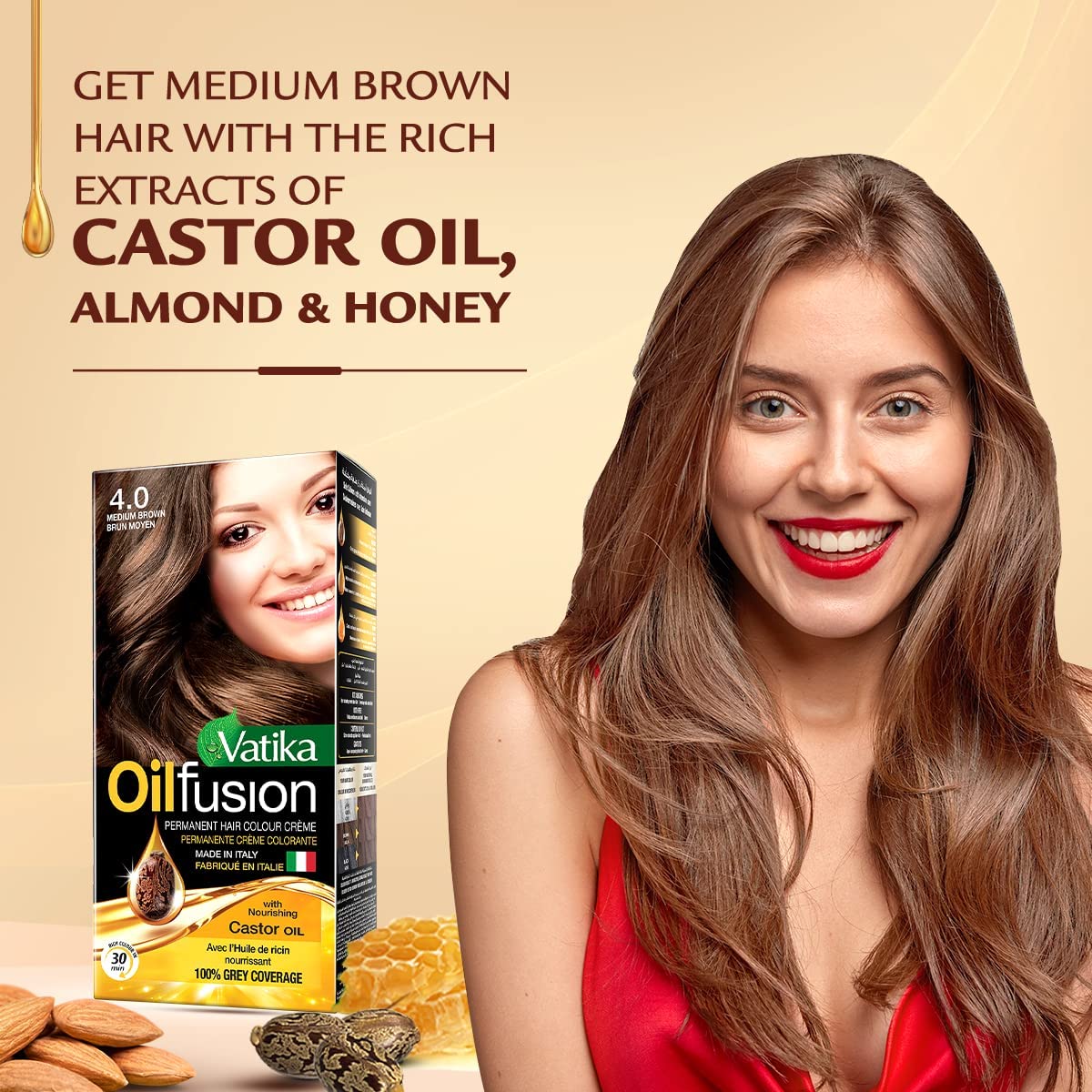 vatika-color-kit-4-0-medium-brownVatika Naturals Coloring Kit - Medium Brown With Castor Oil | 100% Grey Coverage | Permanent Hair Dye With Quick Applicator -