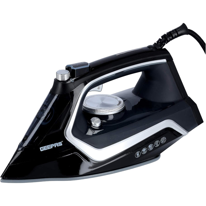 Geepas GSI7801N 2200W Steam Iron - 2 in 1 Dry & Wet Steam Iron - Adjustable Temperature Control, Ceramic Soleplate - Dry/Steam/Burst of Steam/Vertical Steam Function, Steam Boost | 2 Years Warranty