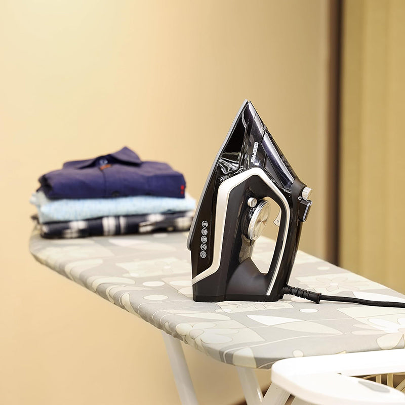 Geepas GSI7801N 2200W Steam Iron - 2 in 1 Dry & Wet Steam Iron - Adjustable Temperature Control, Ceramic Soleplate - Dry/Steam/Burst of Steam/Vertical Steam Function, Steam Boost | 2 Years Warranty