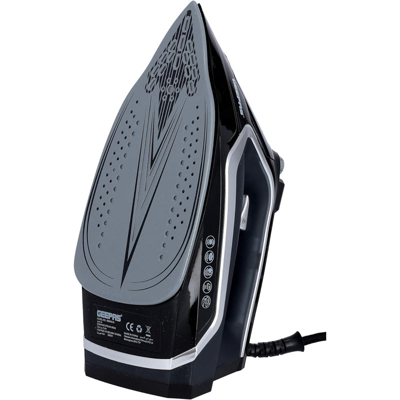 Geepas GSI7801N 2200W Steam Iron - 2 in 1 Dry & Wet Steam Iron - Adjustable Temperature Control, Ceramic Soleplate - Dry/Steam/Burst of Steam/Vertical Steam Function, Steam Boost | 2 Years Warranty