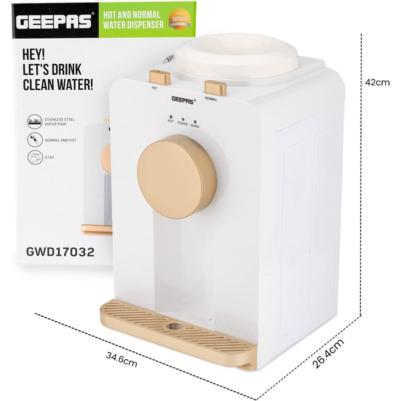 Hot And Normal Water Dispenser, GWD17032 - Stainless Steel Water Tank, Normal and Hot, Two Taps, Exclusive Appearance Design