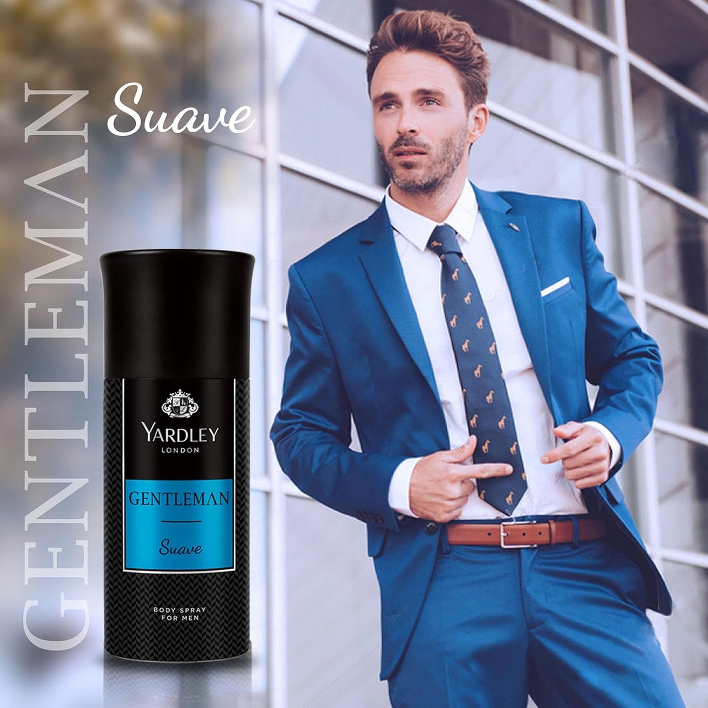 Yardley London Gentleman Suave Body Spray, For Chivalrous Man, Fragrance With Aromatic-Woody-Spicy Notes, 150 ml