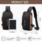 Anti theft Crossbody Sling Bag, Waterproof Chest Daypack with USB Charging, Shoulder Backpack for Men Women for Traveling Casual Cycling Running Hiking Fit for 9.7'' ipad Light Brown