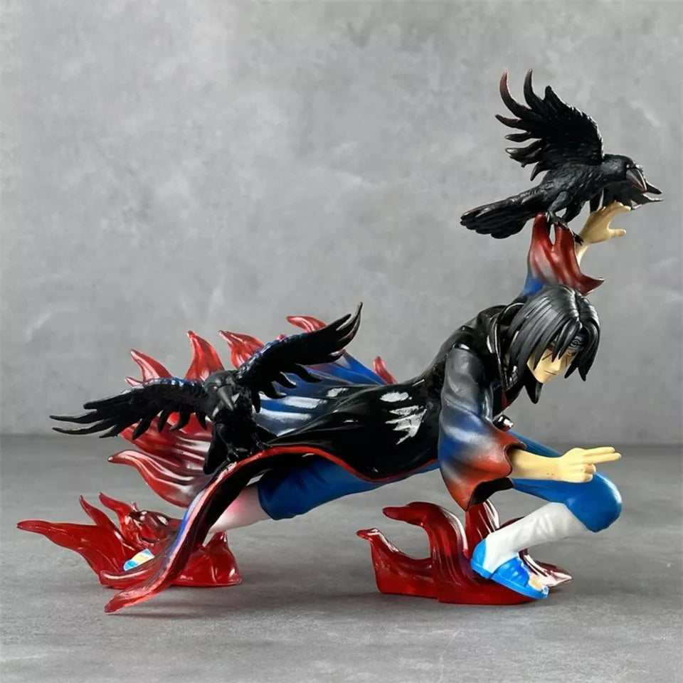 Anime Ninja Uchiha Itachi Akatsuki Crow Squat 18cm Statue GK Figure Toy