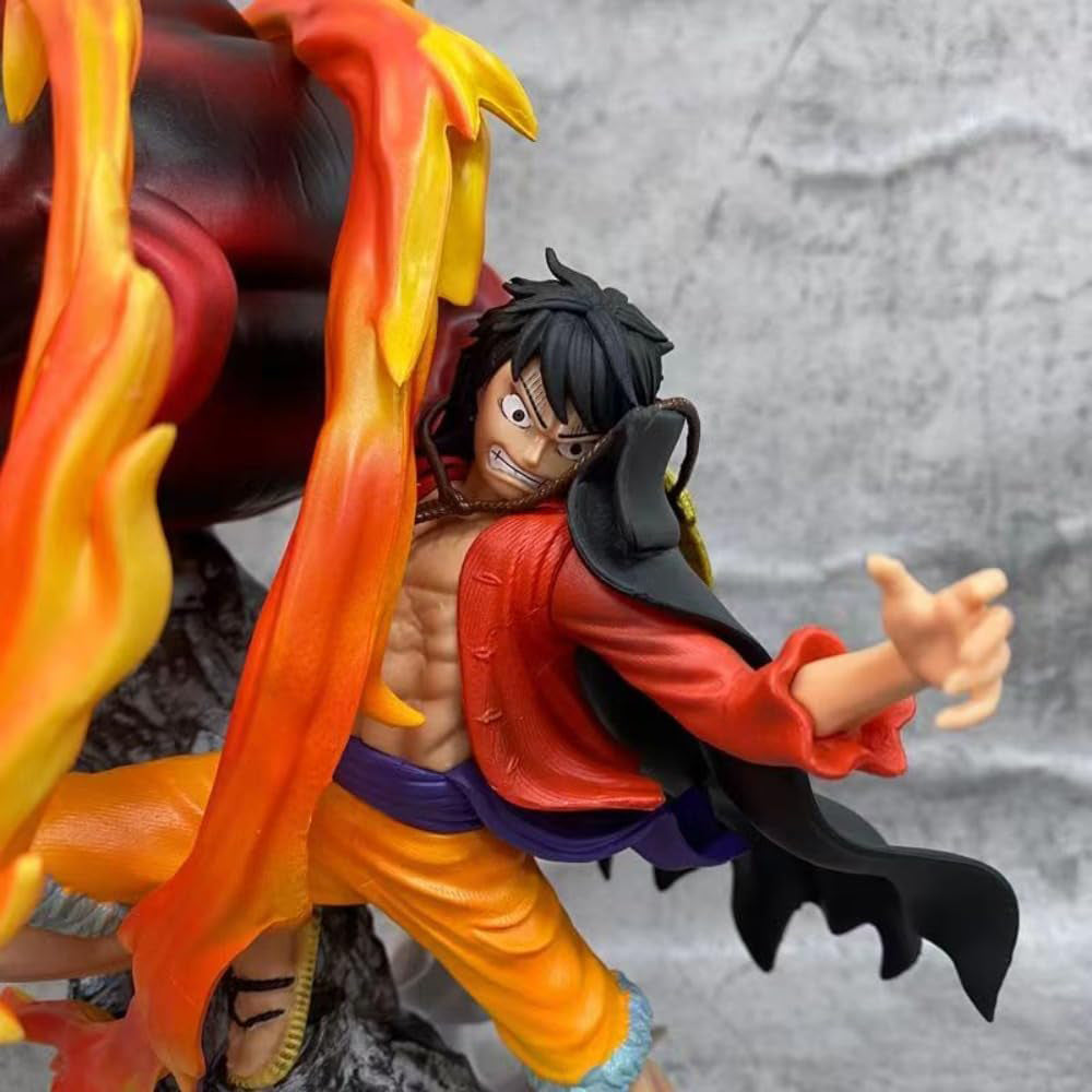Fire Luffy Anime Character Collection Model Statue Toy PVC Plastic Desktop Decoration (27CM
