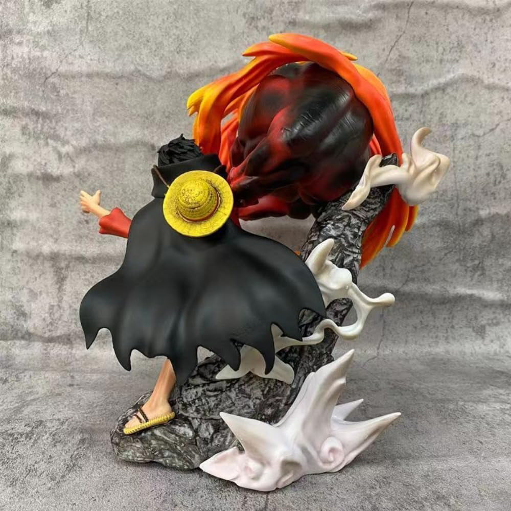 Fire Luffy Anime Character Collection Model Statue Toy PVC Plastic Desktop Decoration (27CM