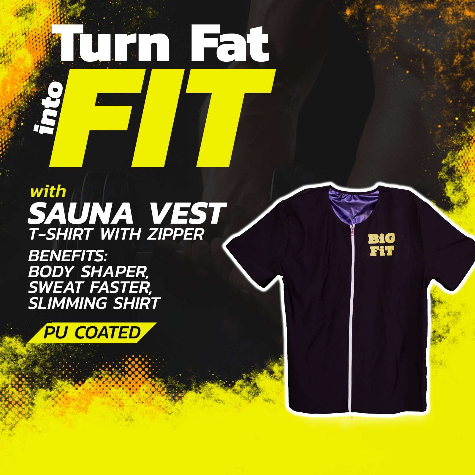 BIG FIT T-SHIRT with Zipper (Sauna, Body Shaper, Slimming) - 6 TO 9 XL