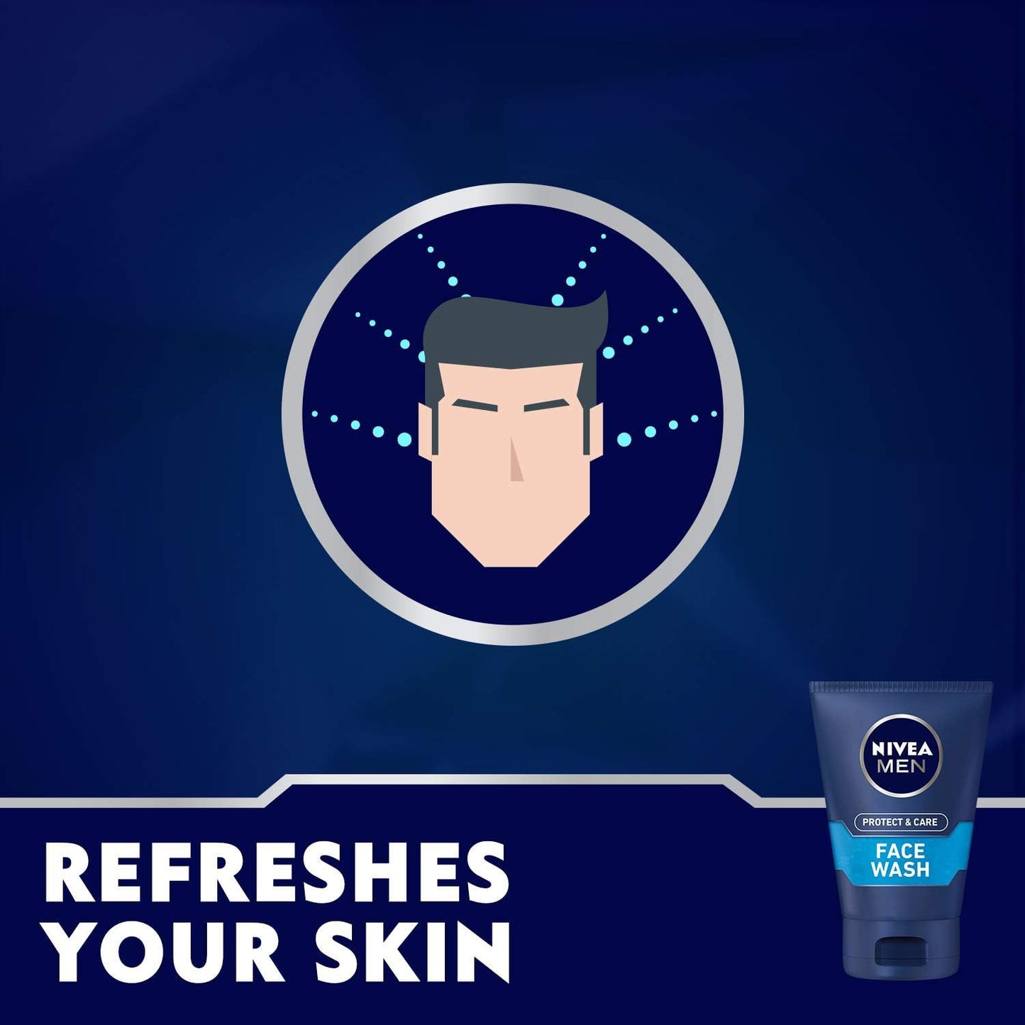 NIVEA MEN Face Wash Cleanser, Protect & Care with Aloe Vera, 100ml