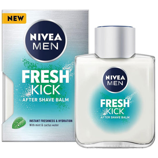 NIVEA MEN FRESH KICK After Shave Balm (100ml), Refreshing After Shave Lotion, Men's Skin Care, After Shave Balm with Mint and Cactus Water