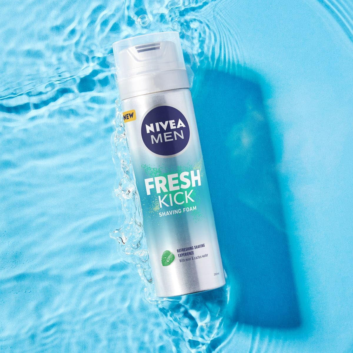 NIVEA MEN Fresh Kick Shaving Foam (200ml), Refreshing Shaving Foam, Shaving Foam for Men Infused with Mint & Cactus Water, Mens Shaving Foam