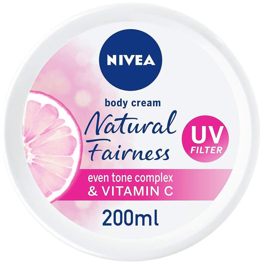 NIVEA Body Cream Even Tone, Natural Fairness Complex & Vitamin C, All Skin Types, Jar 200ml