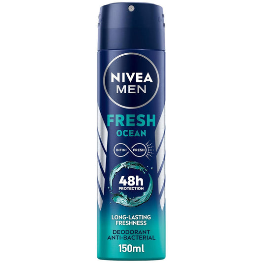 NIVEA MEN Deodorant Spray for Men, Fresh Ocean Aqua Scent, 150ml