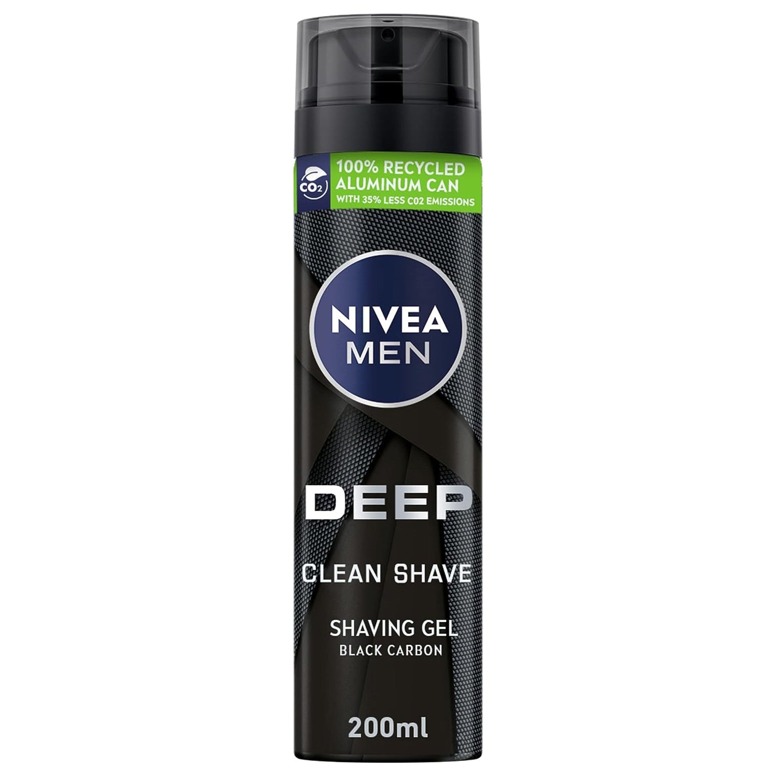 NIVEA MEN Shaving Gel, DEEP Clean Shave Antibacterial Black Carbon, 200ml