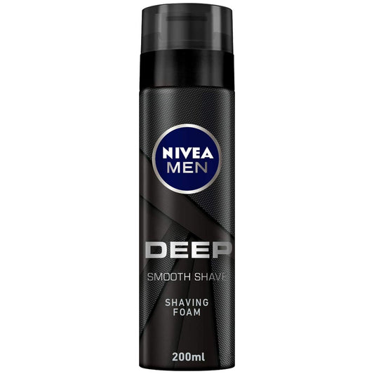 NIVEA MEN Shaving Foam, DEEP Smooth Shave Antibacterial Black Carbon, 200ml