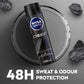 NIVEA MEN Antiperspirant Spray for Men, DEEP Black Carbon Antibacterial, Dark Wood Scent, 200ml