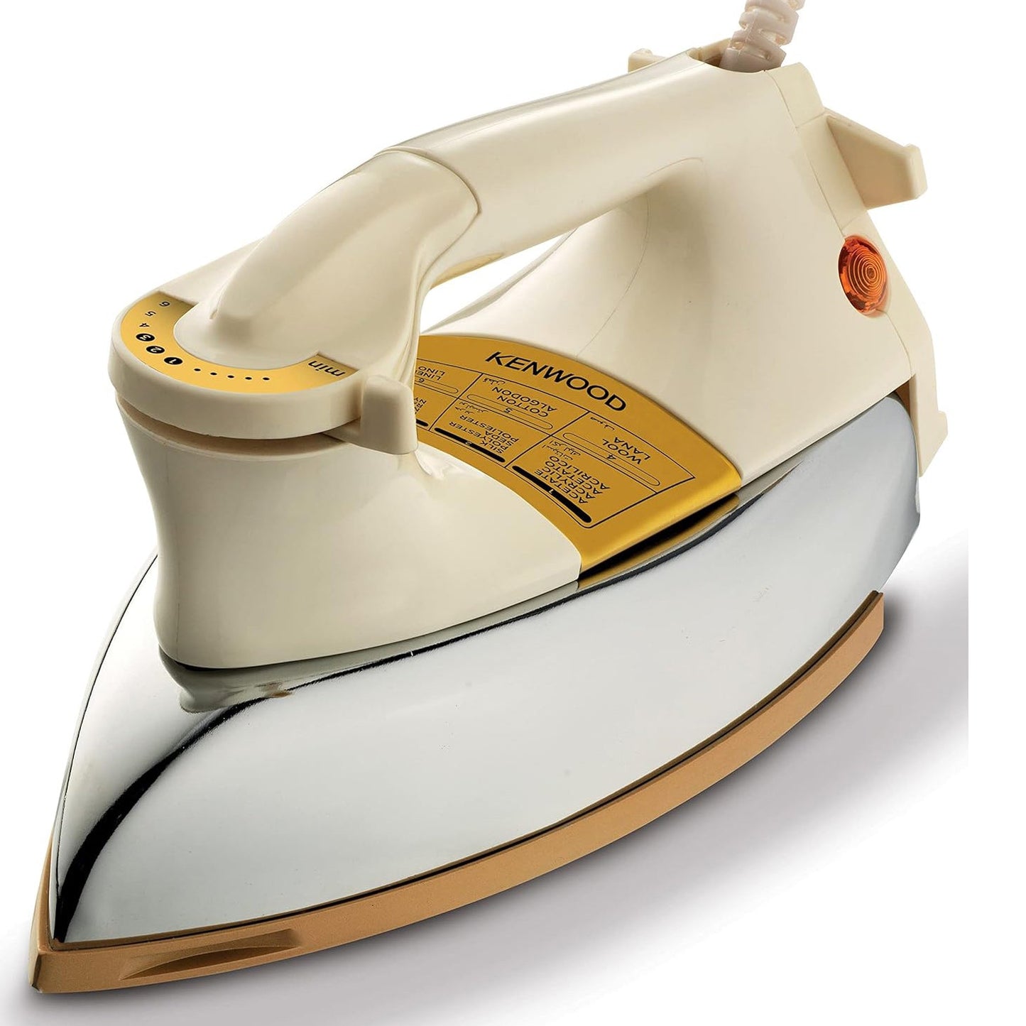 Kenwood Dry Iron Heavy Weight Iron 1200W With Ceramic Soleplate , White/Gold