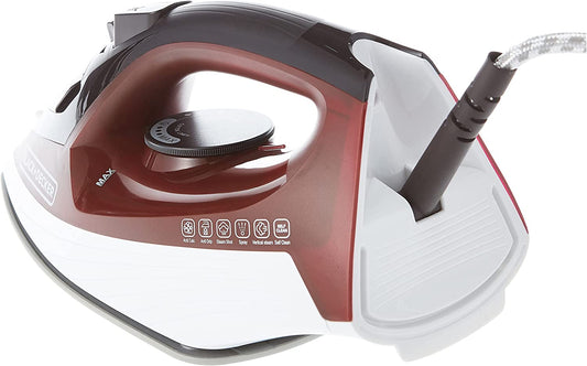 BLACK+DECKER 1600W 300ml Steam Iron, Ceramic Coated Soleplate with Anti Calc, Anti Drip, Self Clean and Auto Shutoff, Removes Stubborn Creases Quickly and Easily X1550 2 Years Warranty