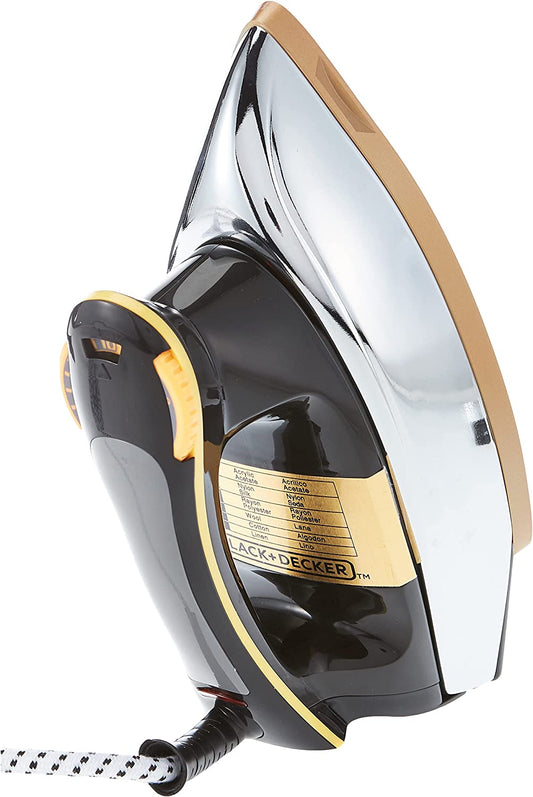 BLACK+DECKER 1200W Heavy Weight Dry Iron Black/Gold F550-b5 2 Year Warranty