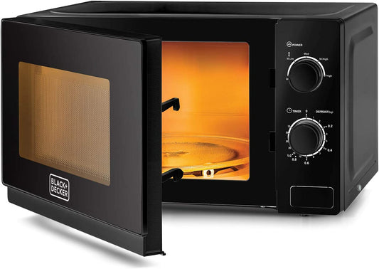 BLACK+DECKER 20L 700W Microwave Black, Multiple Timer Options, 5 Power Levels With Weight/Time, Defrost Function, Cooking End Signal For Cooking/Heating/Defrost Function MZ2020P 2 Years Warranty