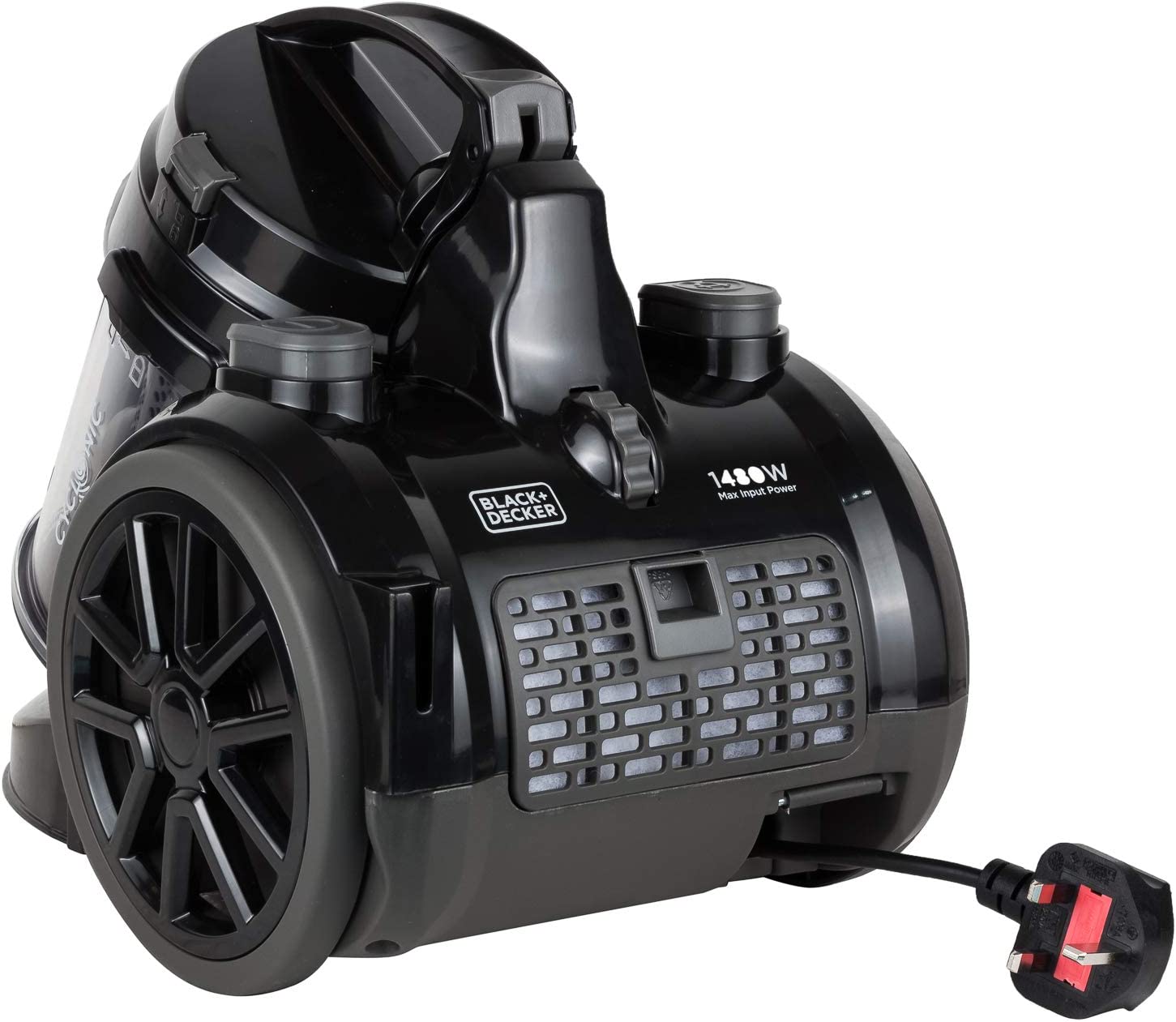 BLACK+DECKER 1480W 1.8L Corded Vacuum Cleaner 18KPa Suction Power Multi-Cyclonic Bagless Vacuum with 6 Stage Filtration, 1.5M 360-degree Swivel Hose And Washable Filter VM1480 2 Years Warranty
