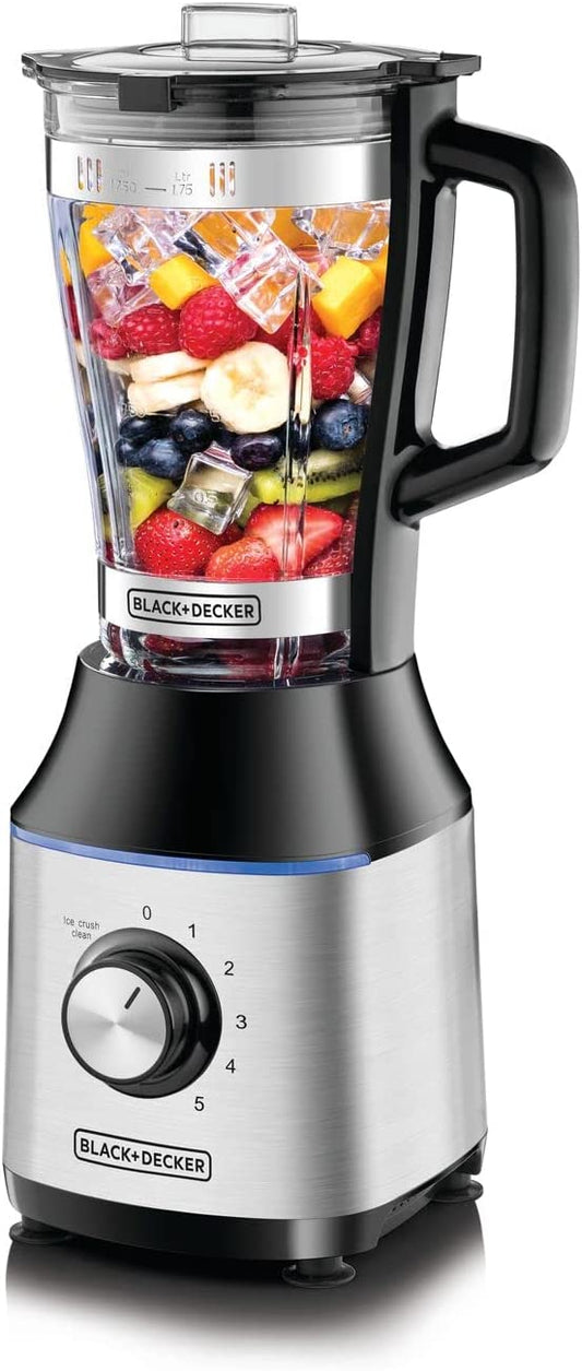 BLACK+DECKER 700W High Speed Premium Blender with Glass Jar Black/Silver BX650G-B5 2 Years Warranty