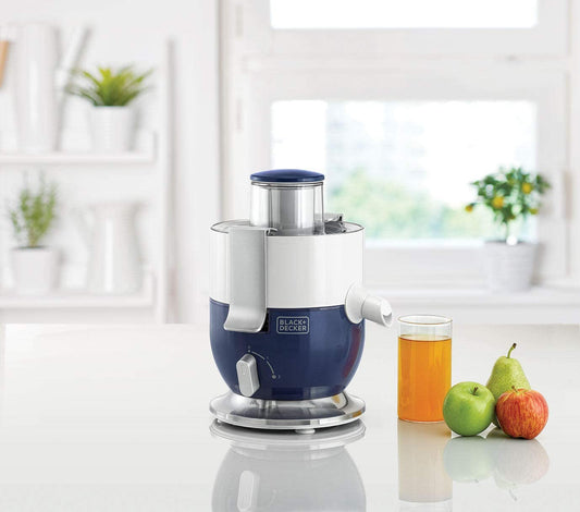 BLACK+DECKER 1000W Juice Extractor 62mm XL Feeding Chute, 600ml Pulp Container, 400ml Juice Collector And Stainless Steel Filter, For Juicing Fruits And Vegetables With Ease JE350 2 Years Warranty