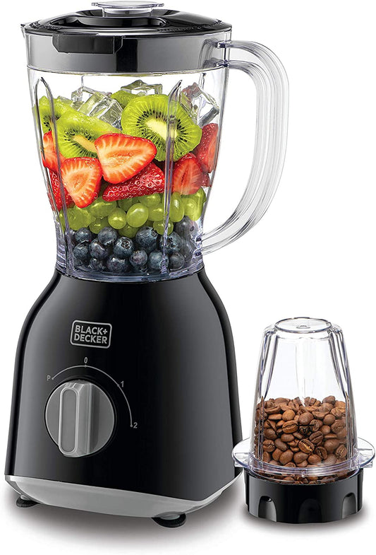 Black+Decker 400W 1.0L Blender With 2 X Blender Jars & Grinder Mill, Black - Bx365Pr-B5, 2 Years Warranty