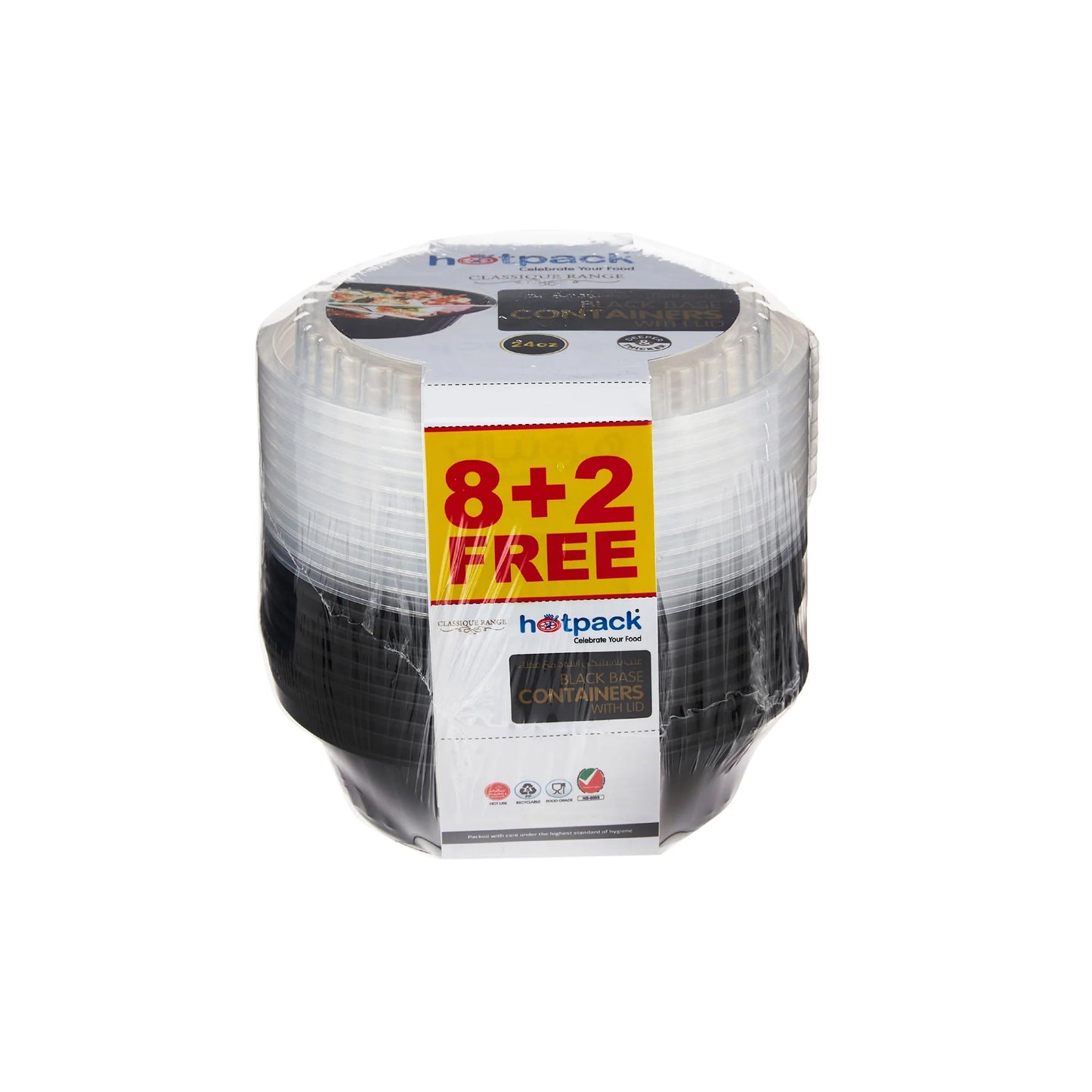 Hotpack 8+2 Offer Black Base Round Container 24 oz