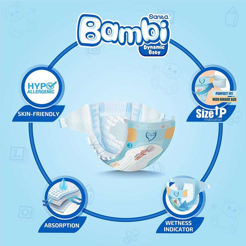 Sanita Bambi Baby Diaper Size 3 Medium (6-11kg) 15 pcs