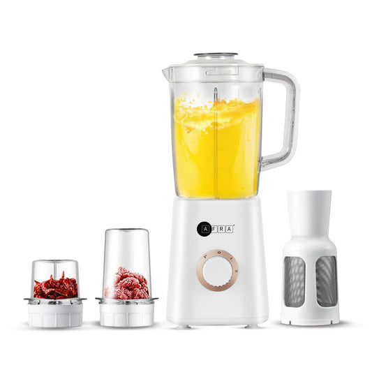 AFRA 3 in 1 BLENDER, BPA Free 1.5L JAR, Chopping & Grinding Mill, 400W Copper Motor, Filter & Strainer, 50-60 Hz, AF-0400BLWT, ESMA Approved 2 Years Warranty.