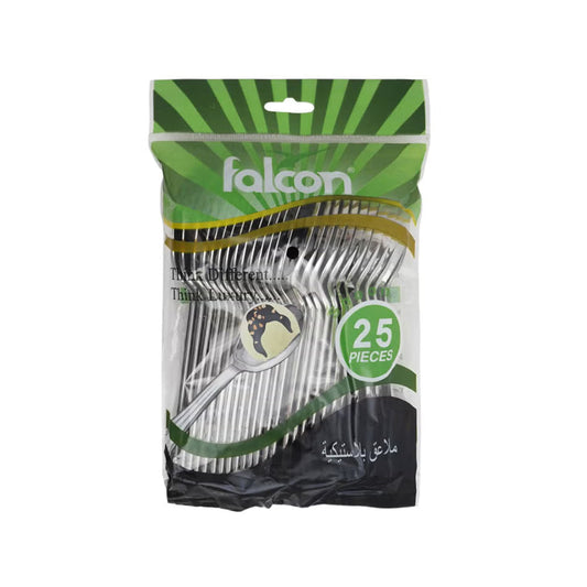 FALCON PLASTIC SILVER SPOON 25PCS
